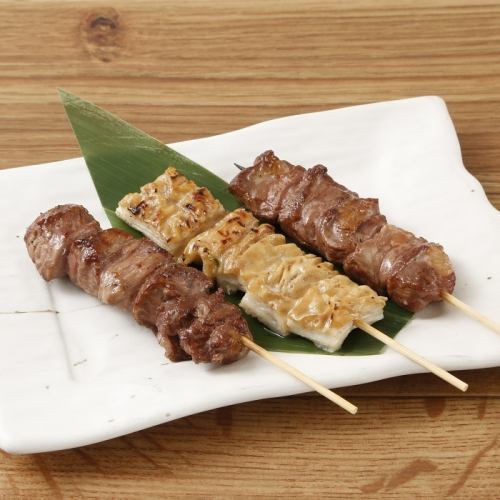 Assortment of 3 types of pork skewers