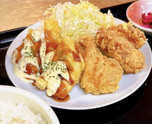 Sakurahime chicken half & half set meal (comes with rice, miso soup, small bowl, pickles)