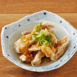 Deep fried chicken neck with light ginger sauce