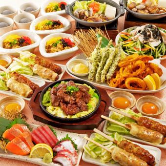 [From 4/10] [Ganran] 8 dishes including beef rib hot plate and 2 kinds of shamo chicken meatballs on skewers + all-you-can-drink for 5,000 yen