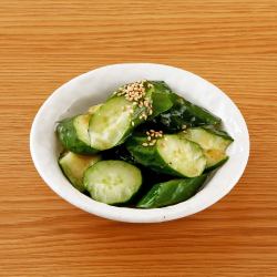 Crunchy cucumber/lightly pickled eggplant each
