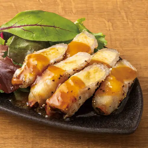 Pork rolls with Anno sweet potatoes from Tanegashima Island
