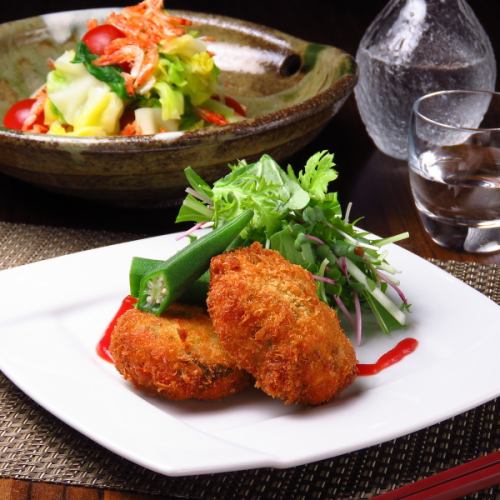 [Perfect for sake] Kujo green onion and crab croquette