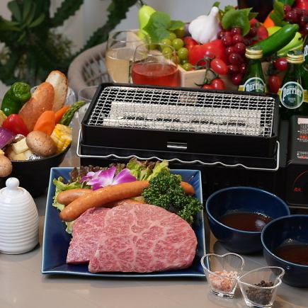 ★PREMIUM　★ＢＢＱ　PLAN 　180g豪州産ビーフステーキ　　１ドリンク付 お一人様からOK！