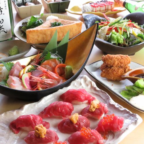 Meat sushi course with all-you-can-drink 3,500 JPY (incl. tax) ~ Cospa ◎