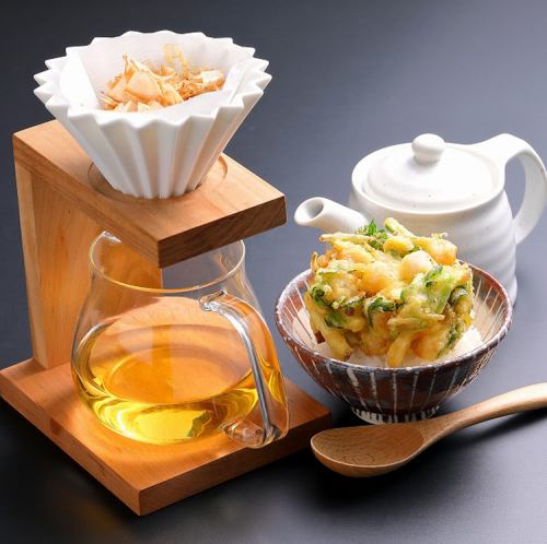 Scallop and sweet potato tempura tea