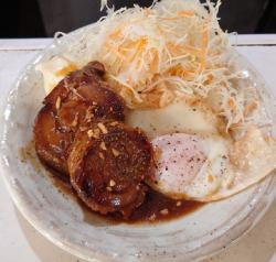 Spare ribs with char siu and egg