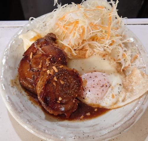 Spare ribs with char siu and egg