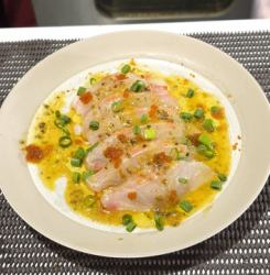 熟成鮮魚とナスのカルパッチョ