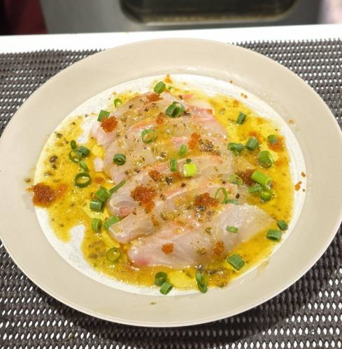 熟成鮮魚とナスのカルパッチョ