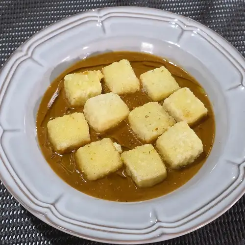 揚げ島豆腐 オマール海老のビスク