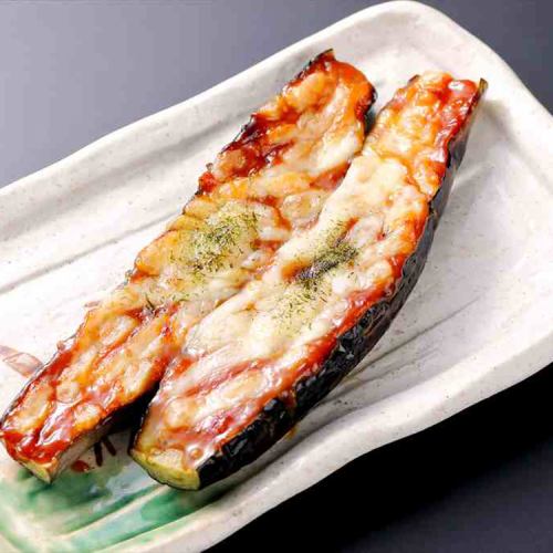 Grilled eggplant with miso and cheese