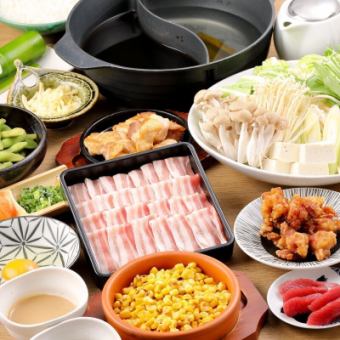 ☆Light course [Pork shabu-shabu & pork sukiyaki + 17 special dishes, all-you-can-eat and drink] 120 minutes, all-you-can-drink draft beer included