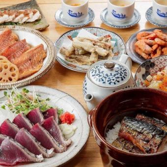 ≪2H飲放付≫迷ったらコレ!「スタンダードコース5,000円」名物炭焼鯖の土鍋ご飯、お刺身、煮付