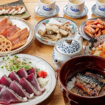 ≪2H飲放付≫迷ったらコレ！「スタンダードコース5,000円」名物炭焼鯖の土鍋ご飯、お刺身、煮付