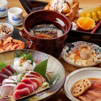 ≪2H飲放付≫絶対満足◎人気No,1「6,000円コース」お刺身5種、炭焼トロ鯖土鍋ご飯、舟盛デザート