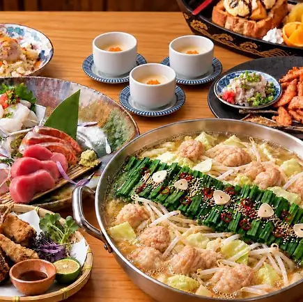≪2H飲放付≫豪華！「忘年会7,000円コース」特製もつ鍋、フグの唐揚げ、ポテサラなど