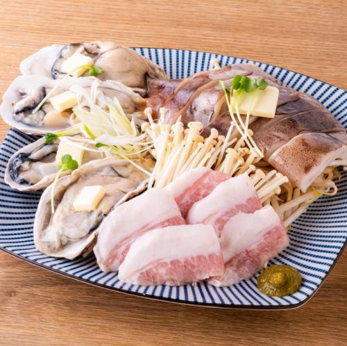 Assortment of seafood and meat of the day delivered directly from Toyosu Market