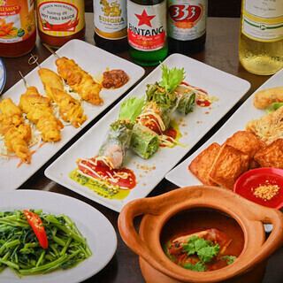 【アジア満喫コース】ベトナム揚げ春巻きやトムヤムクン等アジア各国の料理全8品⇒5000円(税込)
