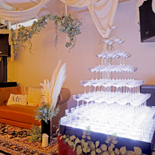 Wedding afterparties are welcome! We also offer a variety of options, including champagne towers!