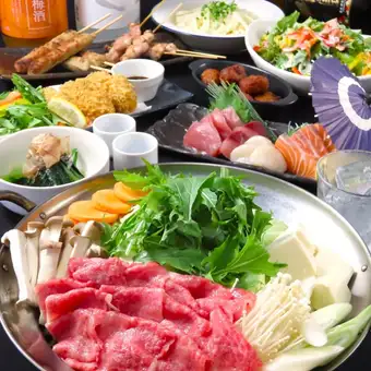 【忘新年会／12・1月】メインで和牛のすき焼き鍋をご堪能☆5,500円（税込）コース120分飲放付♪
