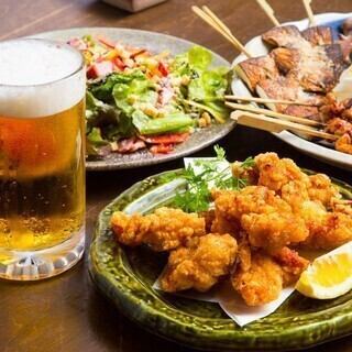 All-you-can-eat and drink! "Easy Party Course" 8 dishes including fried chicken with secret sauce, 2.5 hours all-you-can-drink included 4280 yen ⇒ 3280 yen