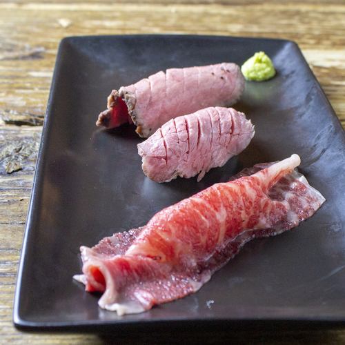 Assortment of 3 kinds of seared sushi