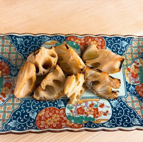 Roasted lotus root in truffle oil
