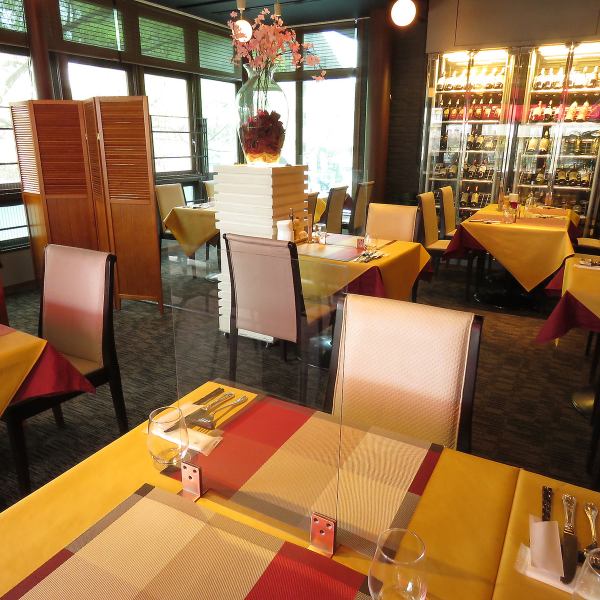 Large table seats are available in the calm atmosphere of the store.