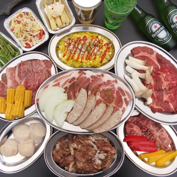 【満足度◎オニールBBQセット（飲み放題付）】8,000円(税込)/1名様