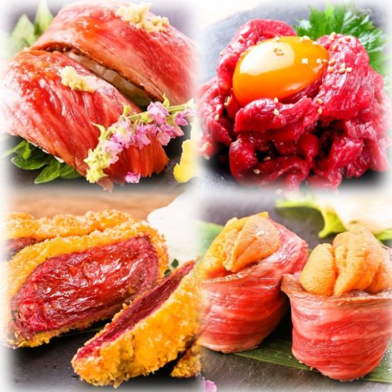 You can enjoy meat sushi, horse sashimi and fillet ♪