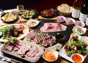 【特上ステーキ3種＆黒毛和牛肉寿司】2ｈ飲み放題付き贅沢コース★予約＆クーポンで￥8000⇒7000