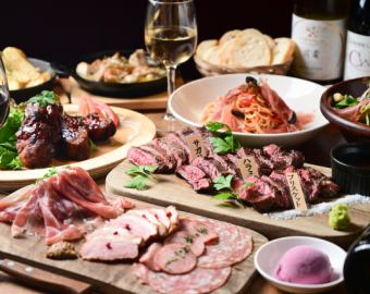 【ステーキ3種＆リブボーンステーキ！】2ｈ飲み放題付き【もっと肉づくしコース】￥6000⇒￥5000