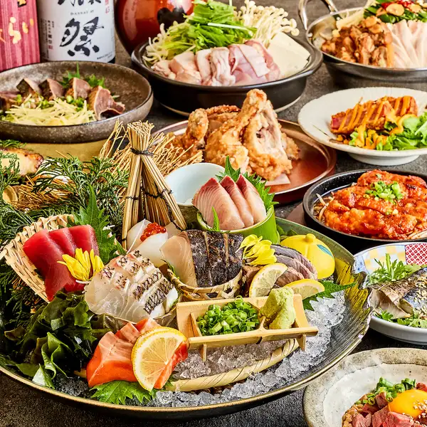 当店自慢の新鮮な海鮮と極上の肉料理を堪能できる飲み放題付きコースは3,000円～ご用意!!宴会・飲み会に◎