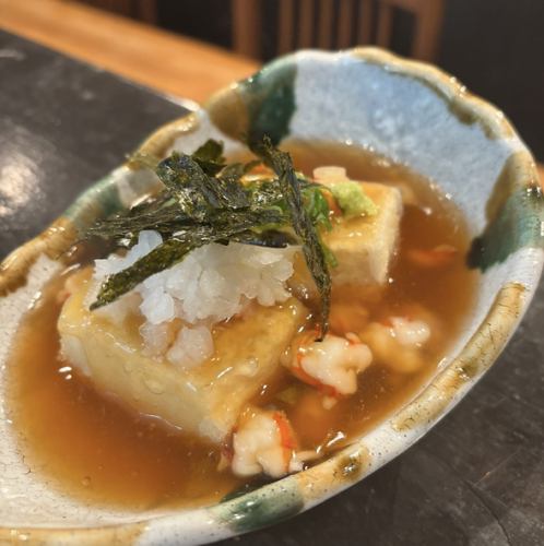 Deep-fried tofu with minced shrimp sauce