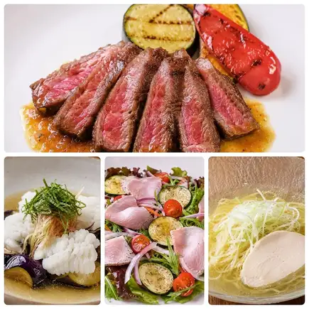 【七月及八月限定：夏季和牛及梭鱼鳗套餐 - 4000日元（含税）】（另加1500日元畅饮）