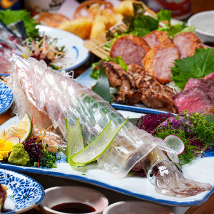 【The博多コース】イカ活き造り・ゴマサバ・肉盛りなど全9品6500円＜生ビールok2h飲放付き＞