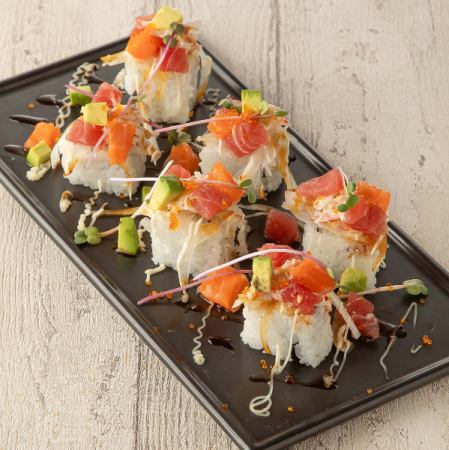 Seafood and avocado sushi roll