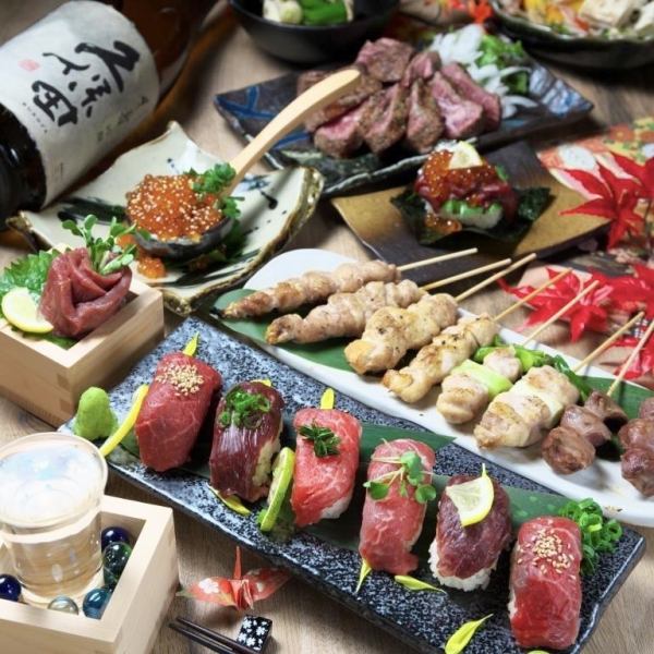 We are proud of our abundance of meat★6 types of meat sushi, horse sashimi yukhoe, tongue yukhoe, etc.!We also have a dessert plate for welcome and farewell parties◎