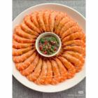 大エビの塩茹で/エビ団子のケチャップソース炒め/キュウリとエビの炒め