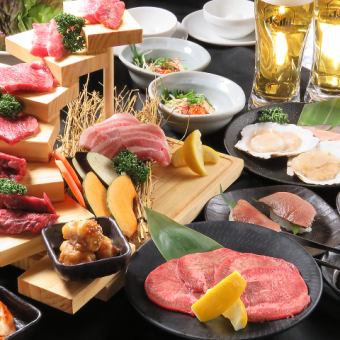100 minutes of all-you-can-drink! Rare steak yukhoe style with grilled meat sushi ★ [Moon Banquet Course] 6,000 yen (14 dishes)