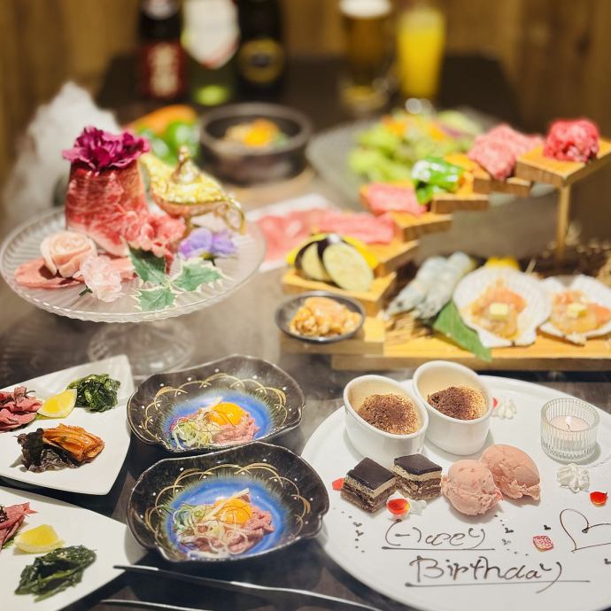 記念日・誕生日・お祝いに…】 デザートのプレートがホールケーキに