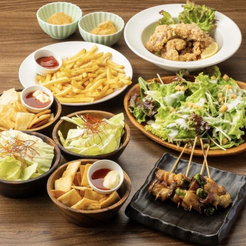 彩り豊かに♪本場イメージ！博多野菜巻きを堪能◎2h飲み放題付き●巻き串コース3999円⇒