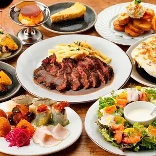 国産牛ランプステーキ＆〆に選べる名物ミニオムライス90分飲放題付プレミアムコース