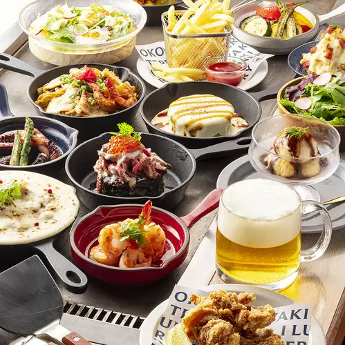 鉄板料理とお酒を満喫