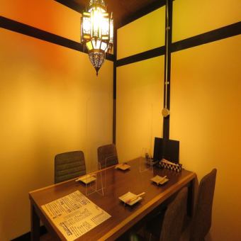 Only one private room is available, and it is a room that can seat up to 4 people.Please make a reservation when you can use it.