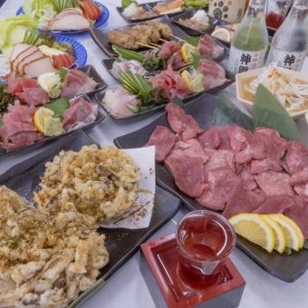 [All-you-can-drink draft beer course] 9 dishes including assorted sashimi and 4 kinds of yakitori + 2 hours of all-you-can-drink for 5,500 yen