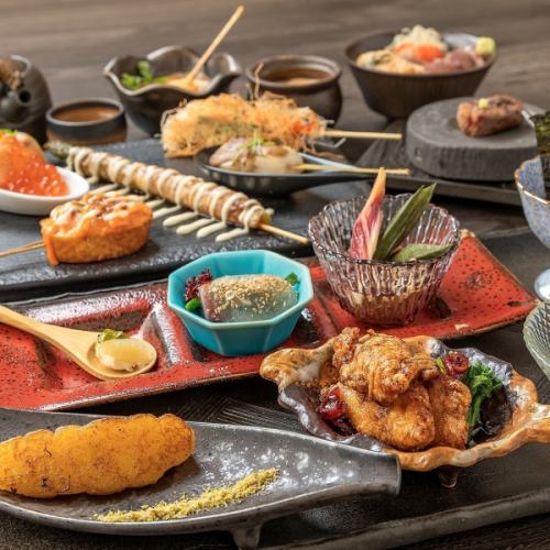 Enjoy grilled skewers on a hot plate with all five senses