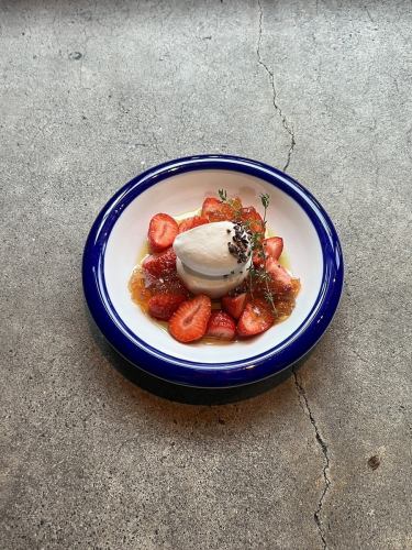 Caprese with ripe fruit and burrata cheese