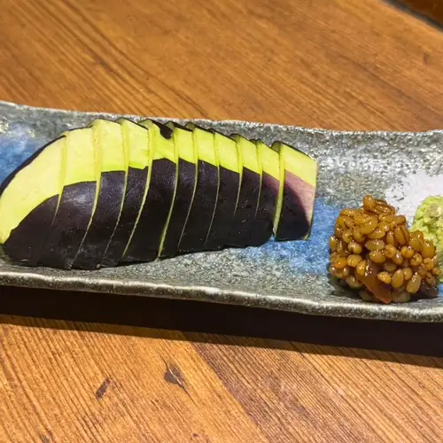 水なす刺し　～金山寺みそ